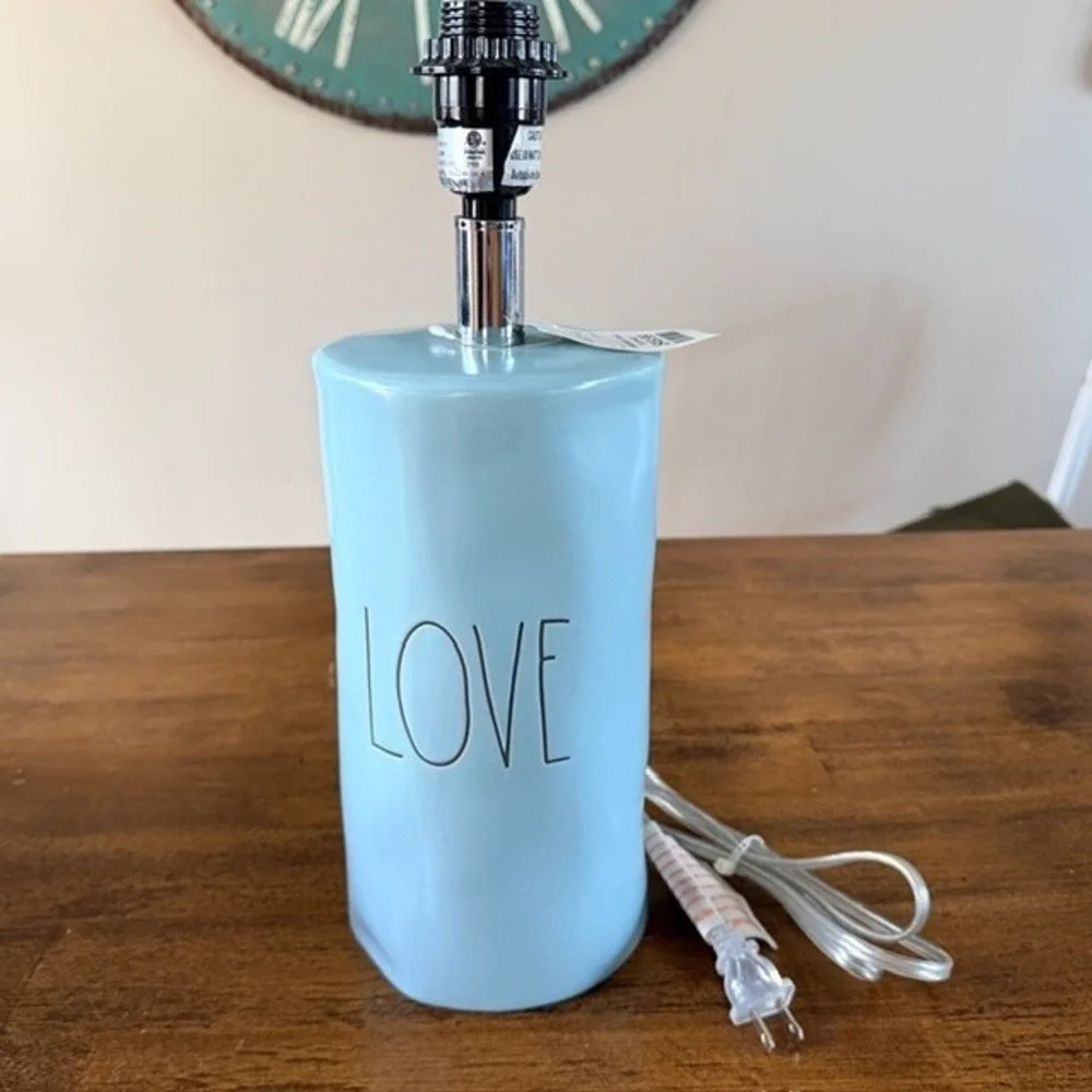Rae Dunn by Magenta "LOVE" Lamp (NO Shade)-Blue Ceramic-w/Brown Letters - Picture 4 of 6